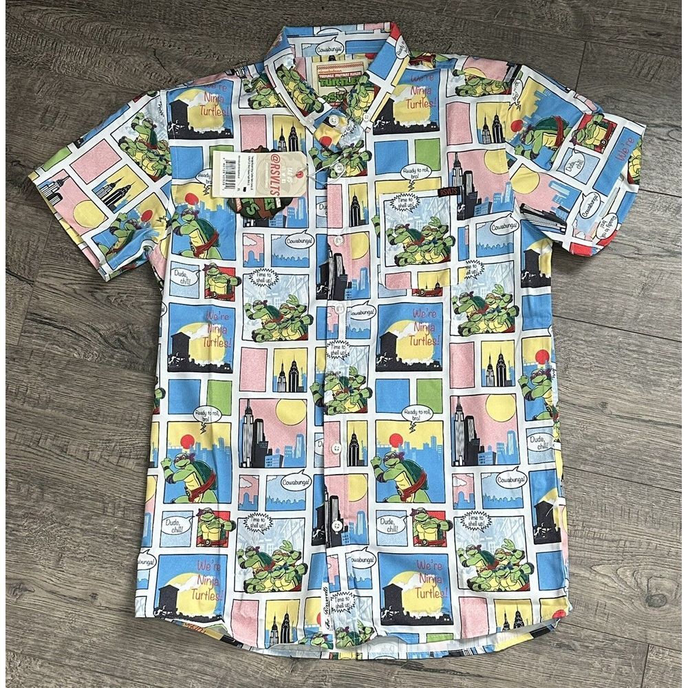 RSVLTS The Roosevelts Nickelodeon Ninja Turtles Button Boys Shirt XL